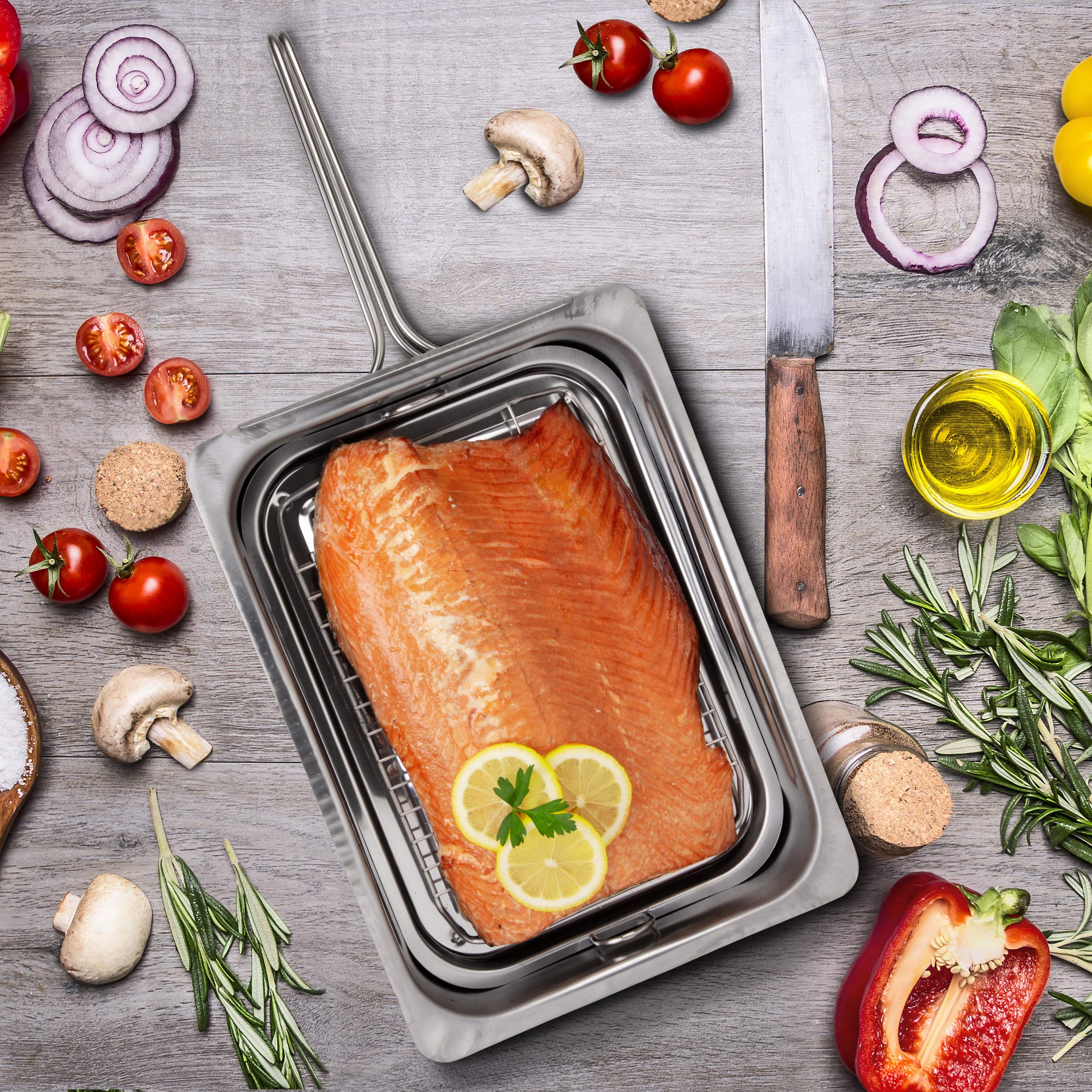 Camerons Alder wood pints deliver light smoke for veggies and fish.