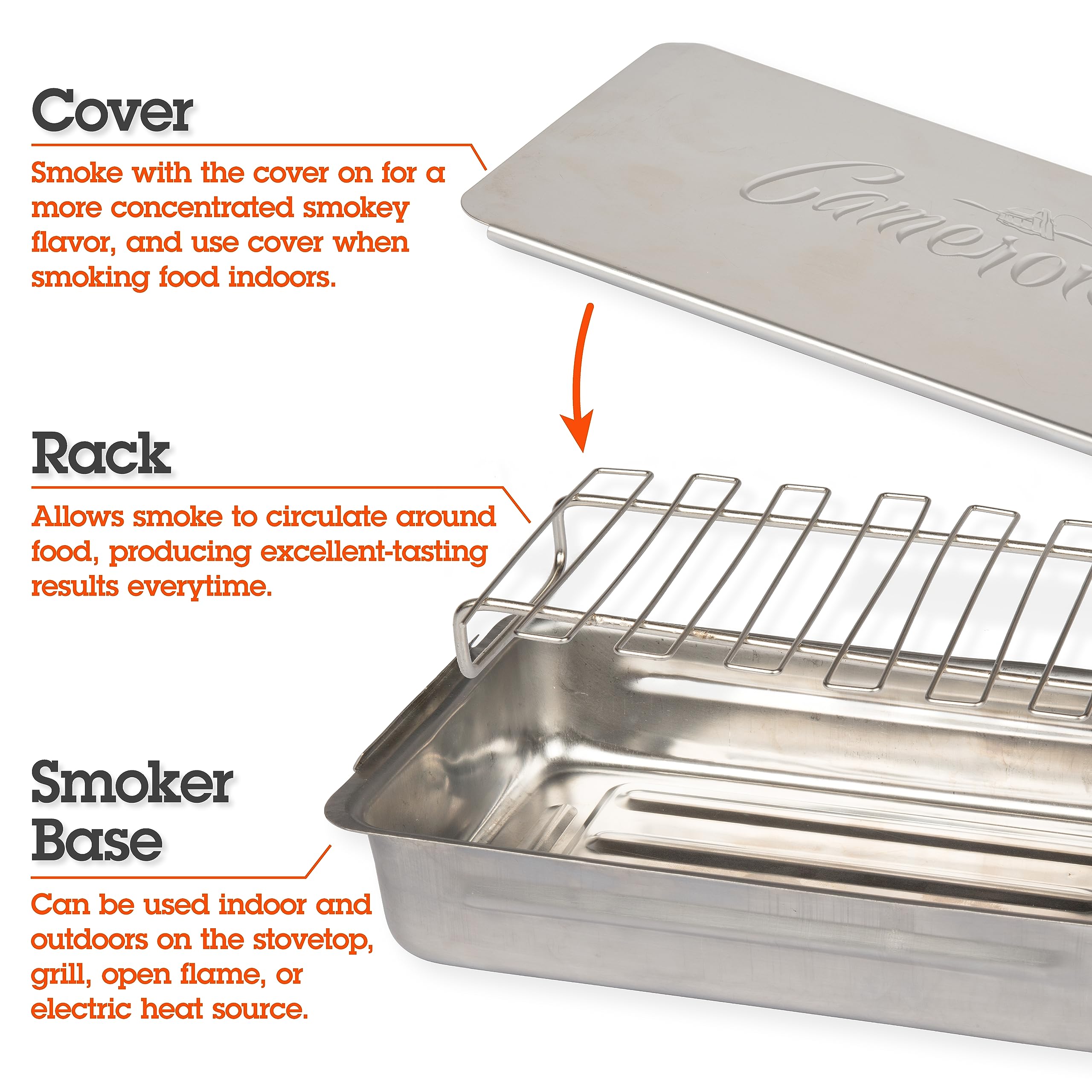 Camerons stovetop smoker lid in place infusing rich wood flavors