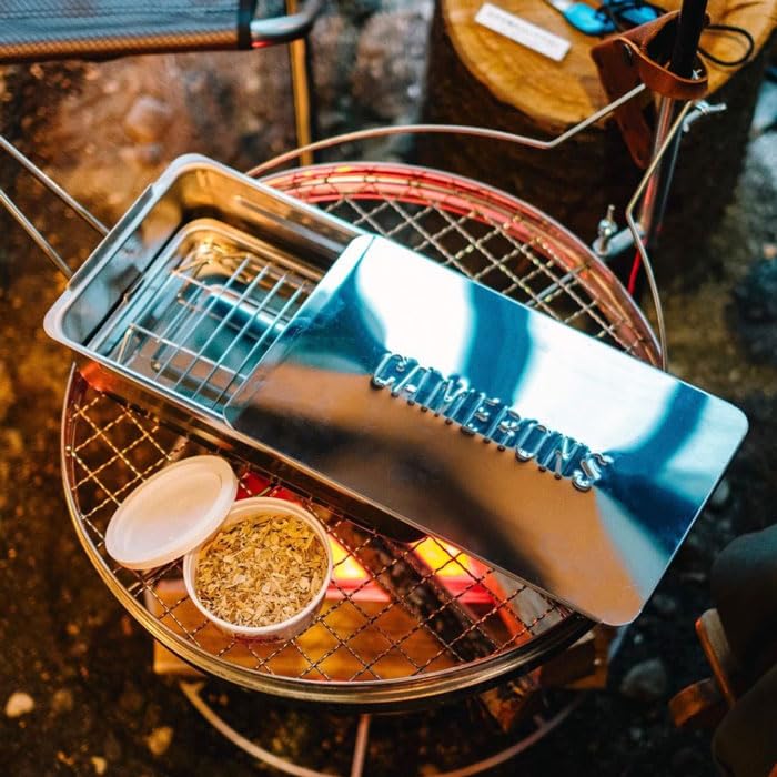 Camerons Stovetop Smoker Rack and Drip Pan enable easy setup and cleanup.