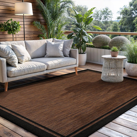 CAMILSON hallway rug with nut brown border defines entryways