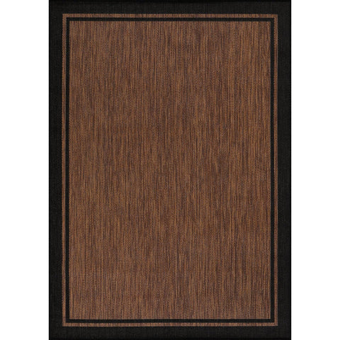CAMILSON 6x9 bordered nut brown black rug close-up edge detail for interior design.