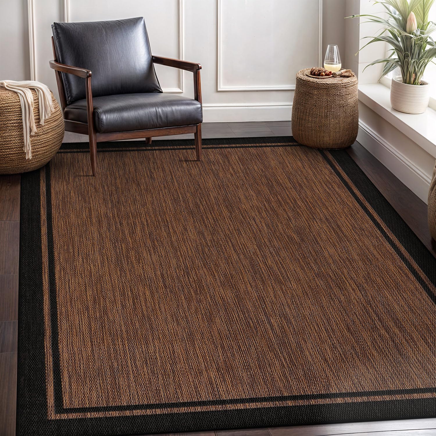 CAMILSON kitchen-to-patio rug fits entryways with a 5x7 border design