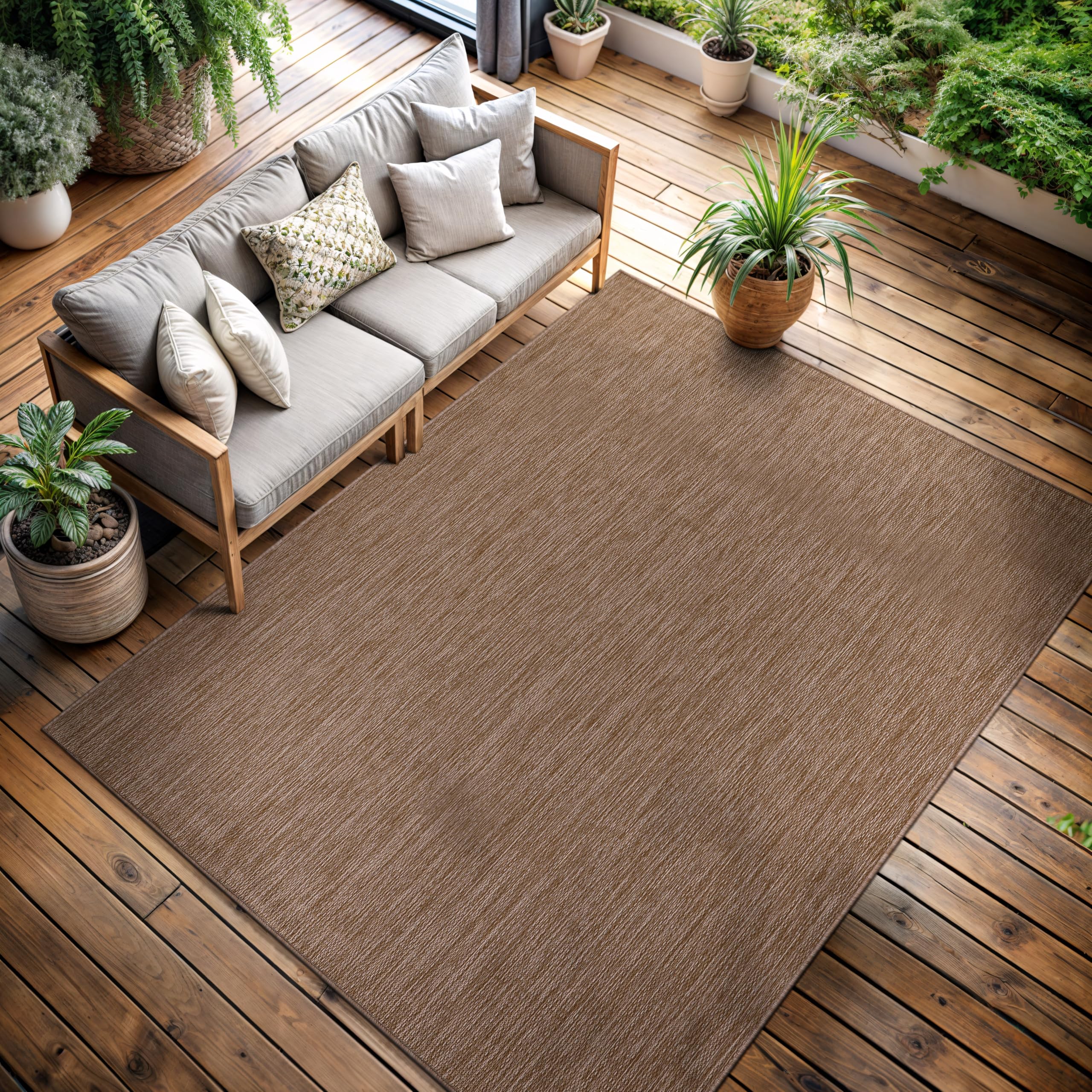 CAMILSON outdoor rug 5x7 grey texture for versatile indoor-outdoor use and easy maintenance.