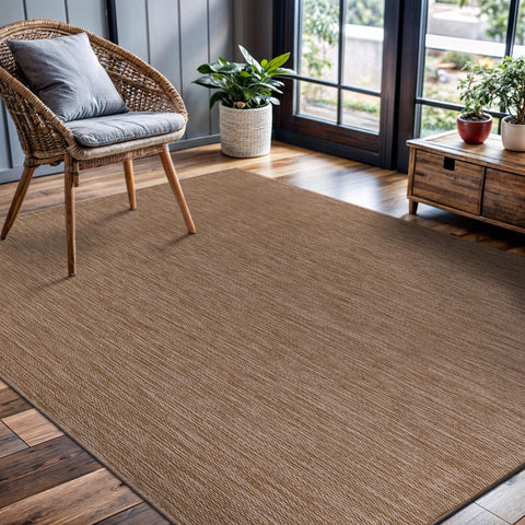CAMILSON 5x7 polypropylene rug offers durable, lightweight performance for busy patios.