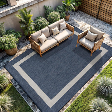 CAMILSON 8x10 durable material rug in patio setting, designed for long-lasting wear.