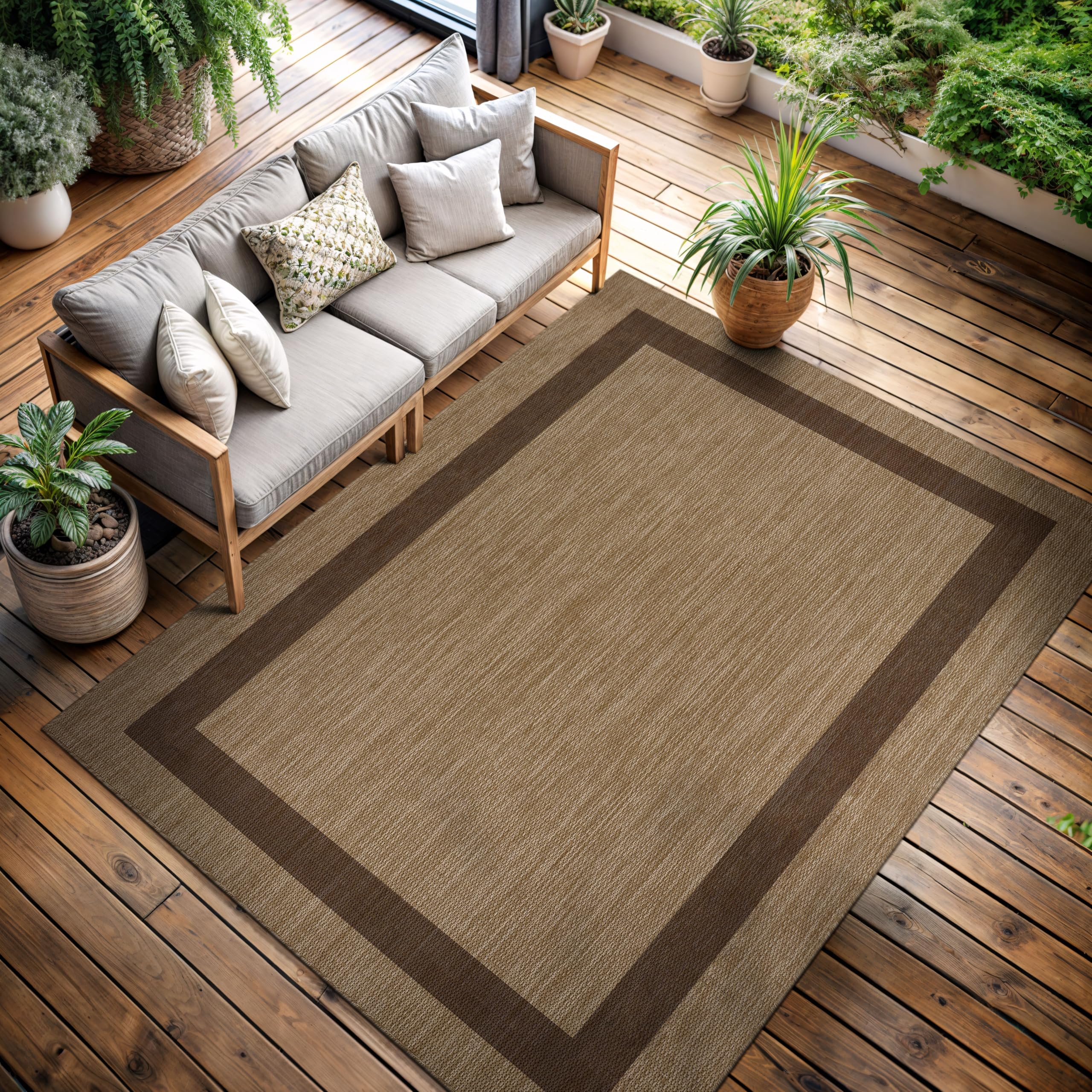 CAMILSON 9x12 rug in grey tones demonstrates indoor-outdoor versatility for living areas.
