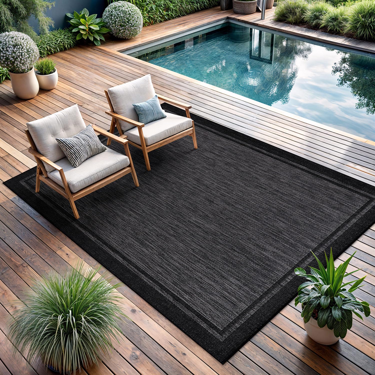 CAMILSON bordered rug ideal for hallway and entry areas