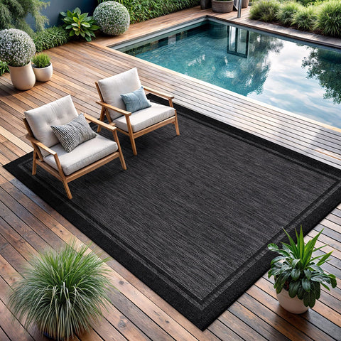 CAMILSON bordered rug ideal for hallway and entry areas