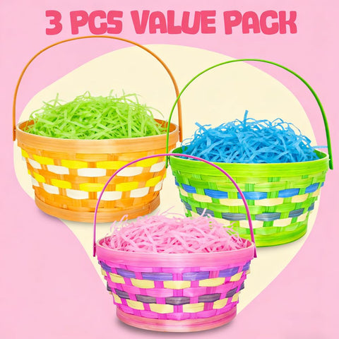CAMIRUS folding handle Easter basket for easy carrying during outdoor activities.