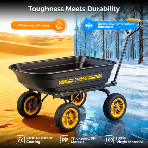 CAMMOO 600 lb capacity badge on cart indicating durability for heavy loads