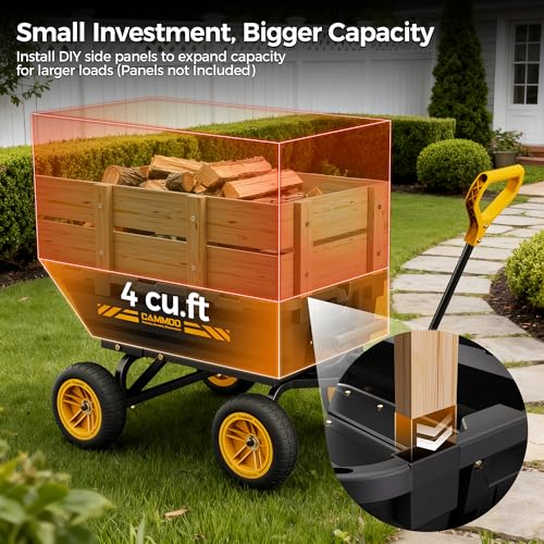 CAMMOO 900lbs capacity in use transporting heavy yard materials