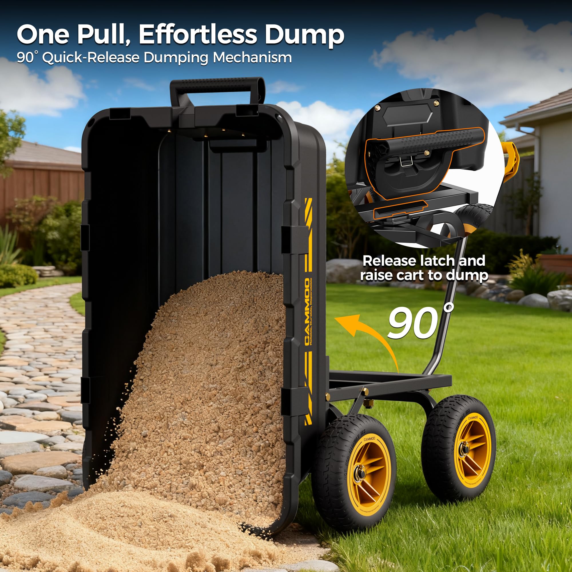 CAMMOO rugged no-flat tires handling grass and gravel terrain