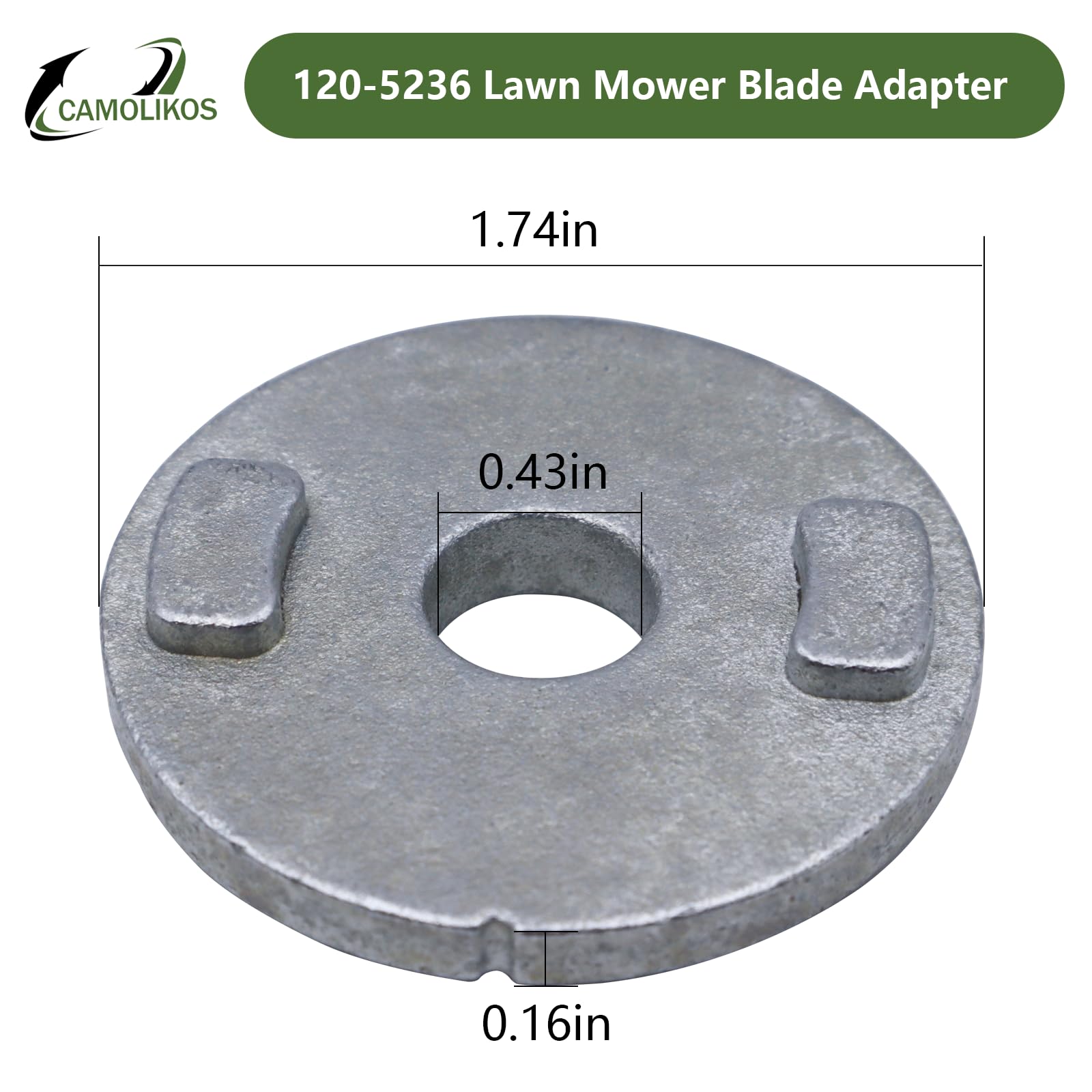 CAMOLIKOS 120-5236 blade adapter installed on Toro mower protects the spindle from impact.