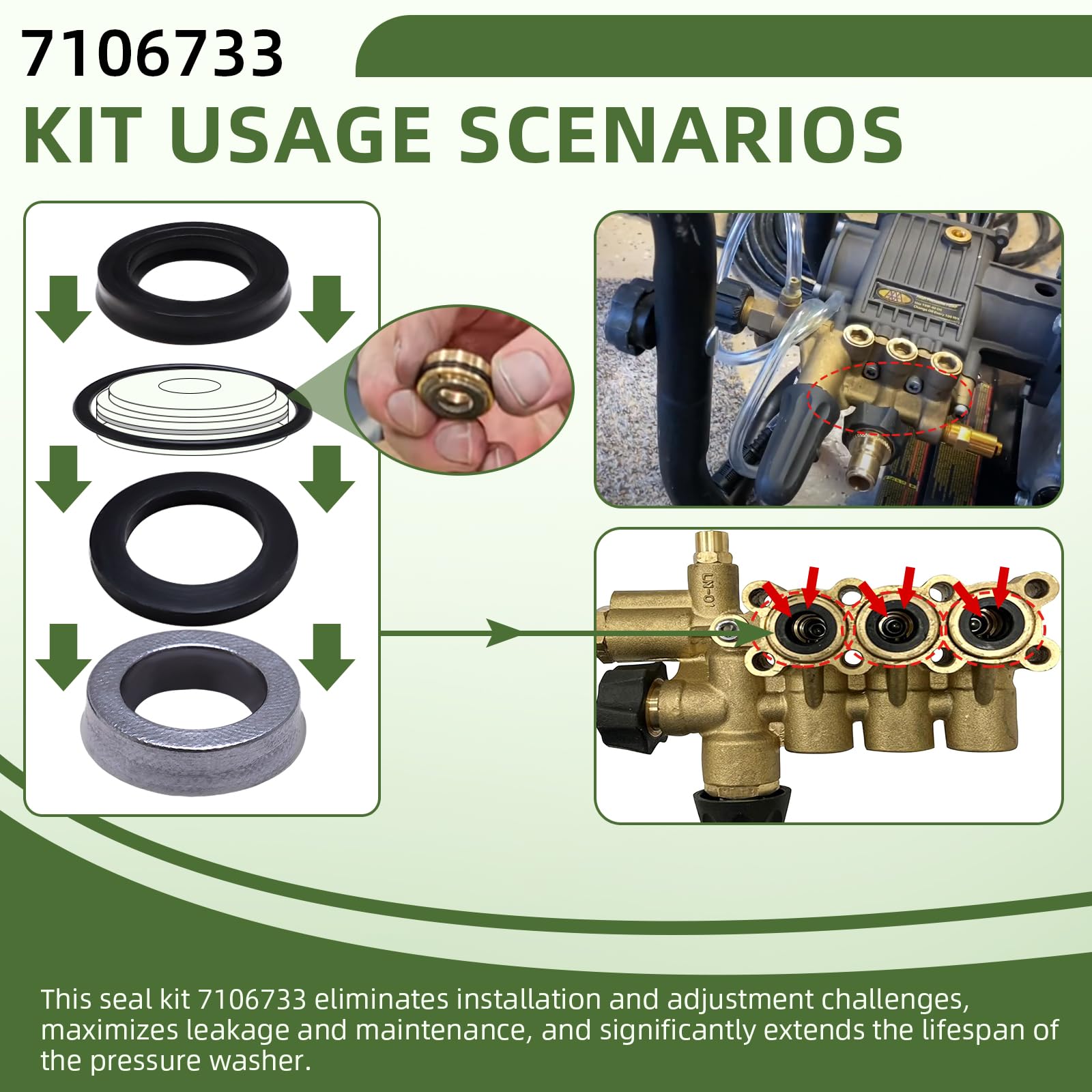 CAMOLIKOS 7106733 seal kit close-up seals demonstrate durable components.