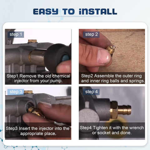 Camoo injector kit easy installation guide shown with steps.