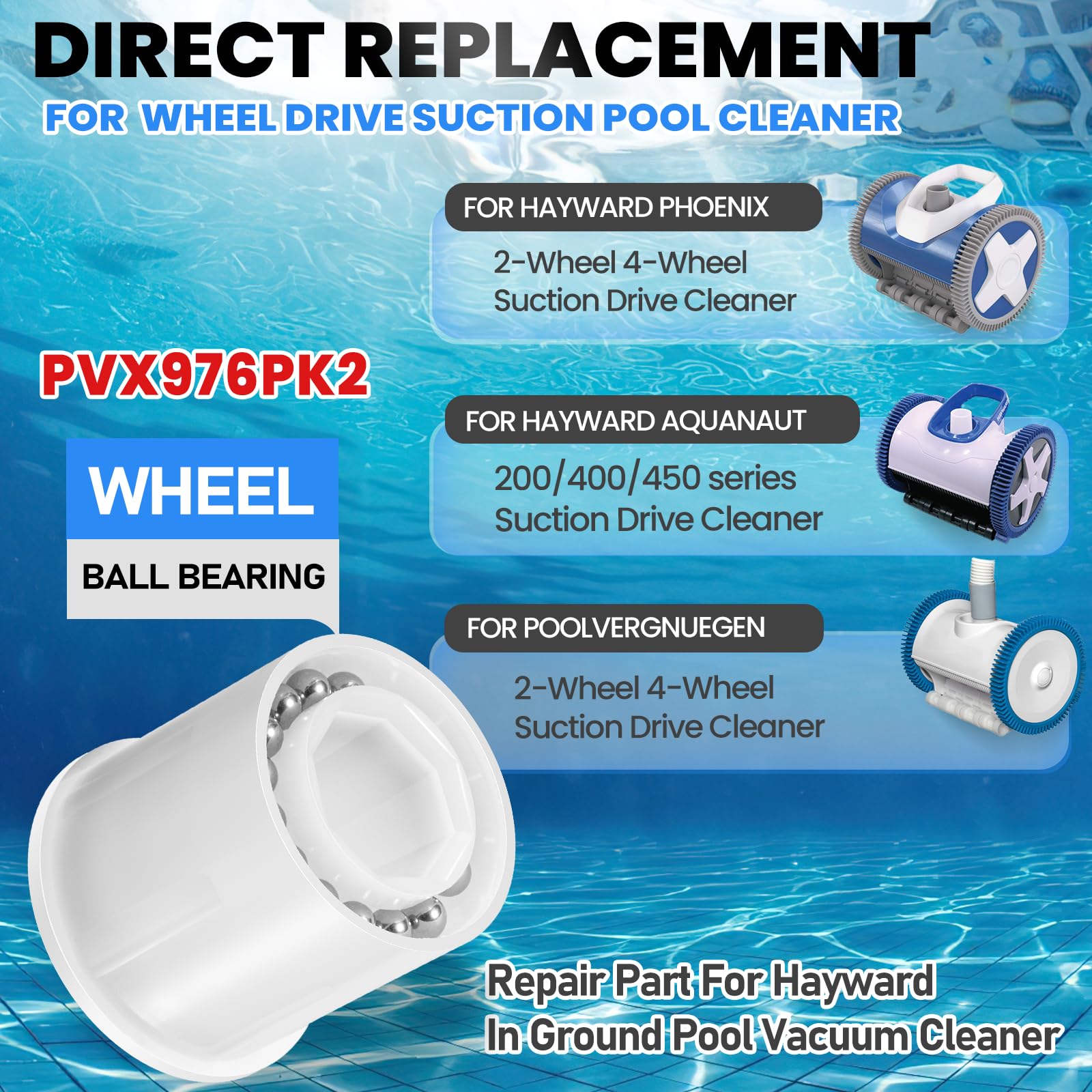 Camoo PVX976PK2 corrosion-resistant bearings for long-lasting pool use