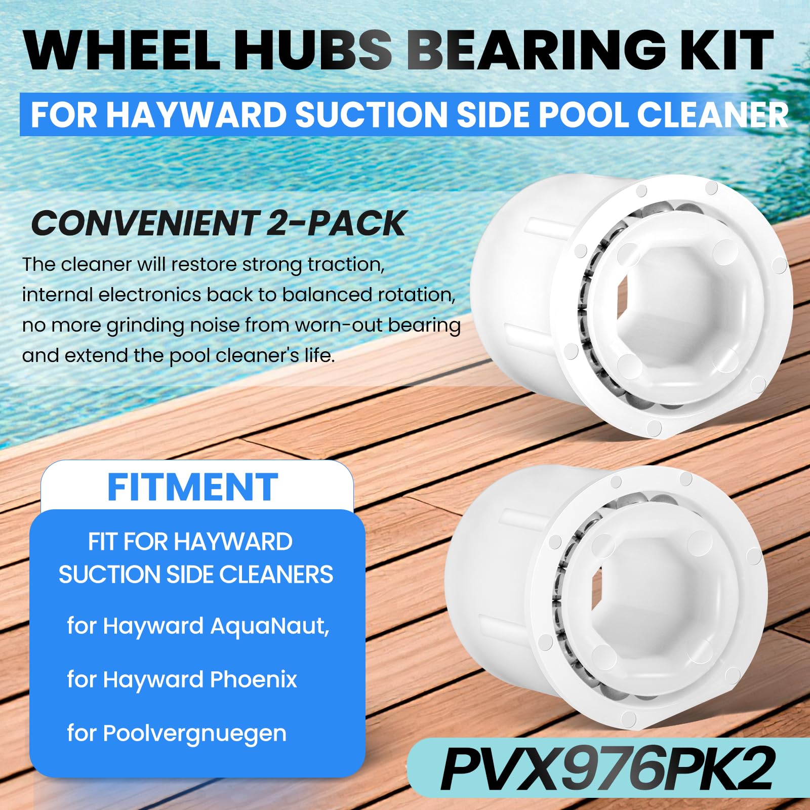 Camoo PVX976PK2 wheel bearing replacement for Hayward AquaNaut compatibility