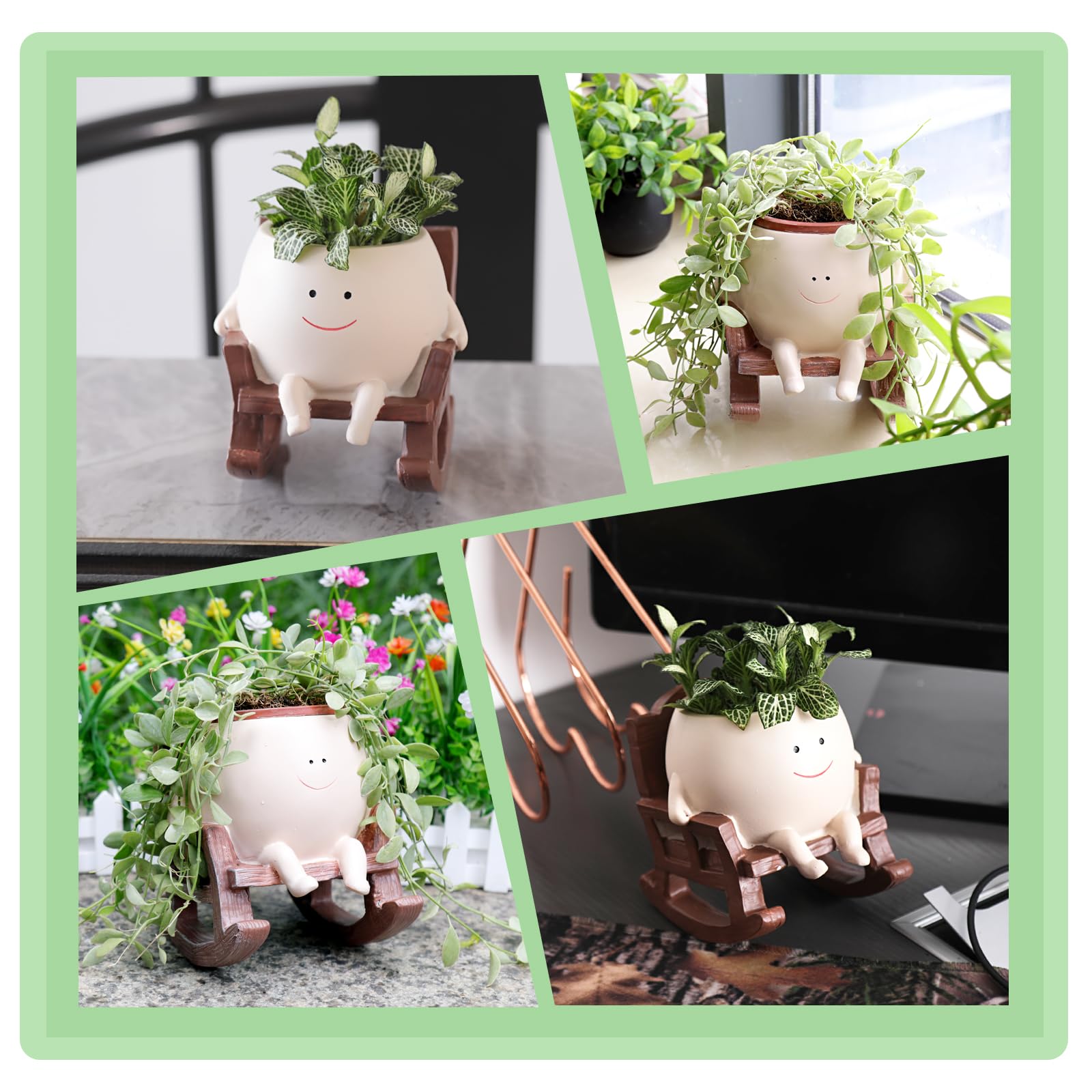 Camotank cheerful garden decor planter adds whimsy to any space.