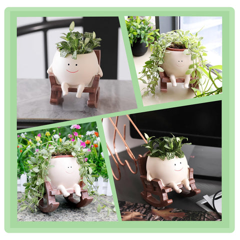 Camotank cheerful garden decor planter adds whimsy to any space.