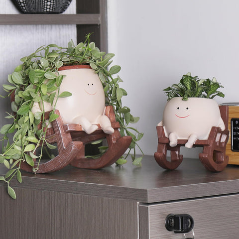 Camotank resin head planter large durable decor for indoor or outdoor spaces.