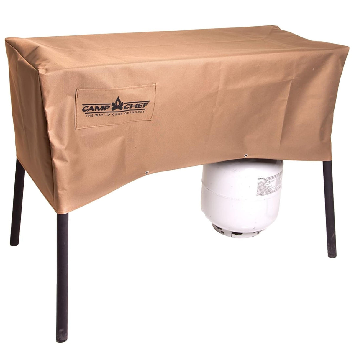 Camp Chef PC42 stove patio cover front view protects TB90LW from rain