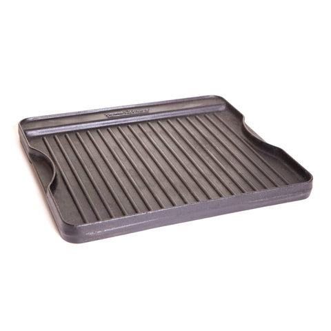 Camp Chef reversible cast iron griddle top view for versatile outdoor cooking