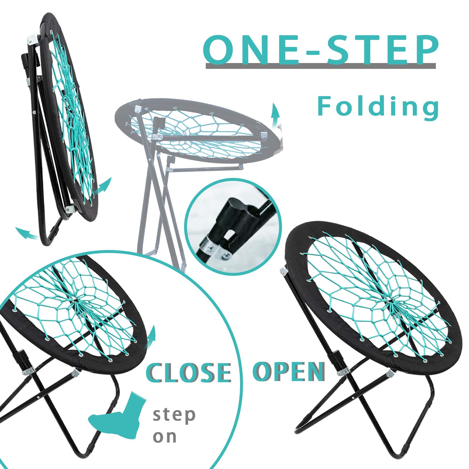 Camp Field Bungee Chair web-support emphasizes resilient, comfy lounging
