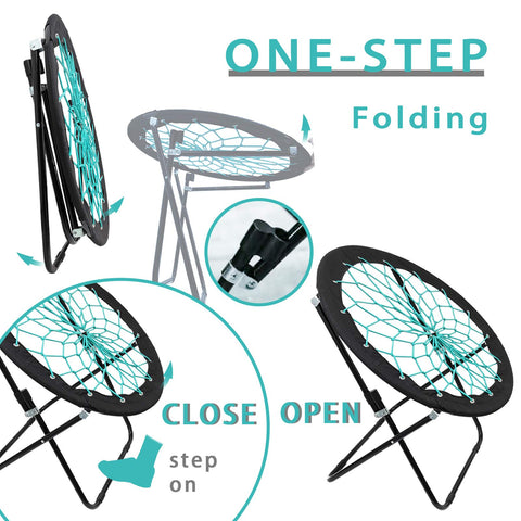 Camp Field Bungee Chair web-support emphasizes resilient, comfy lounging
