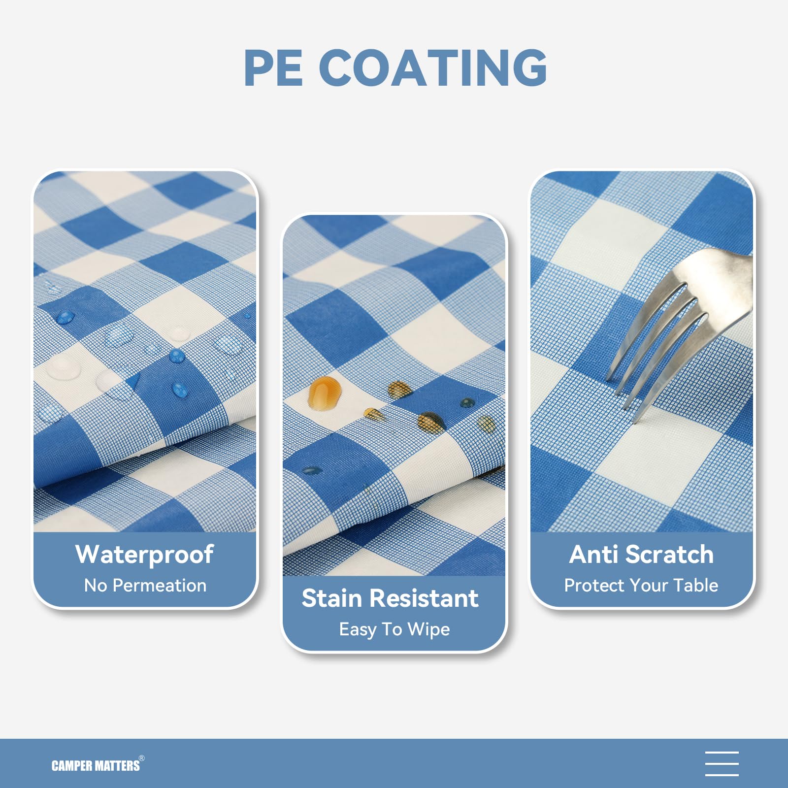 Camper Matters easy-clean surface allows quick wipe-down after meals.