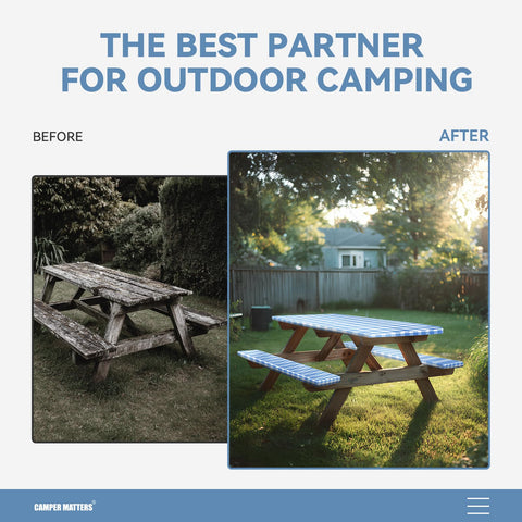 Elastic edge wrap keeps Camper Matters covers secure in windy conditions.