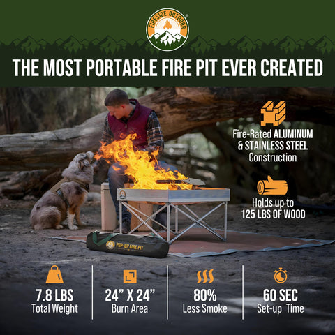 Campfire Defender Fireside 24-Inch fire pit collapsed for compact storage.