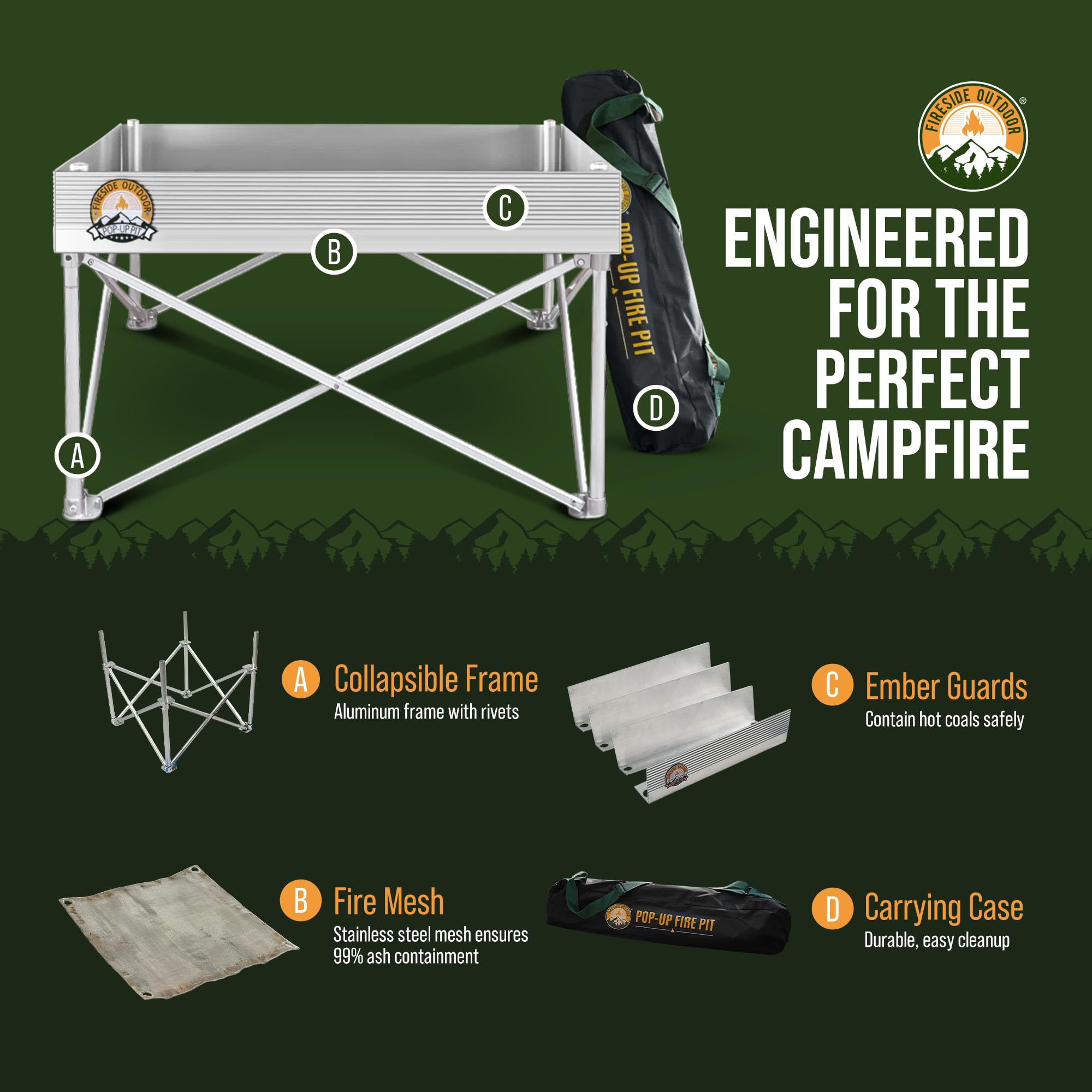 Campfire Defender Fireside 24-Inch fire pit ready for lightweight setup.