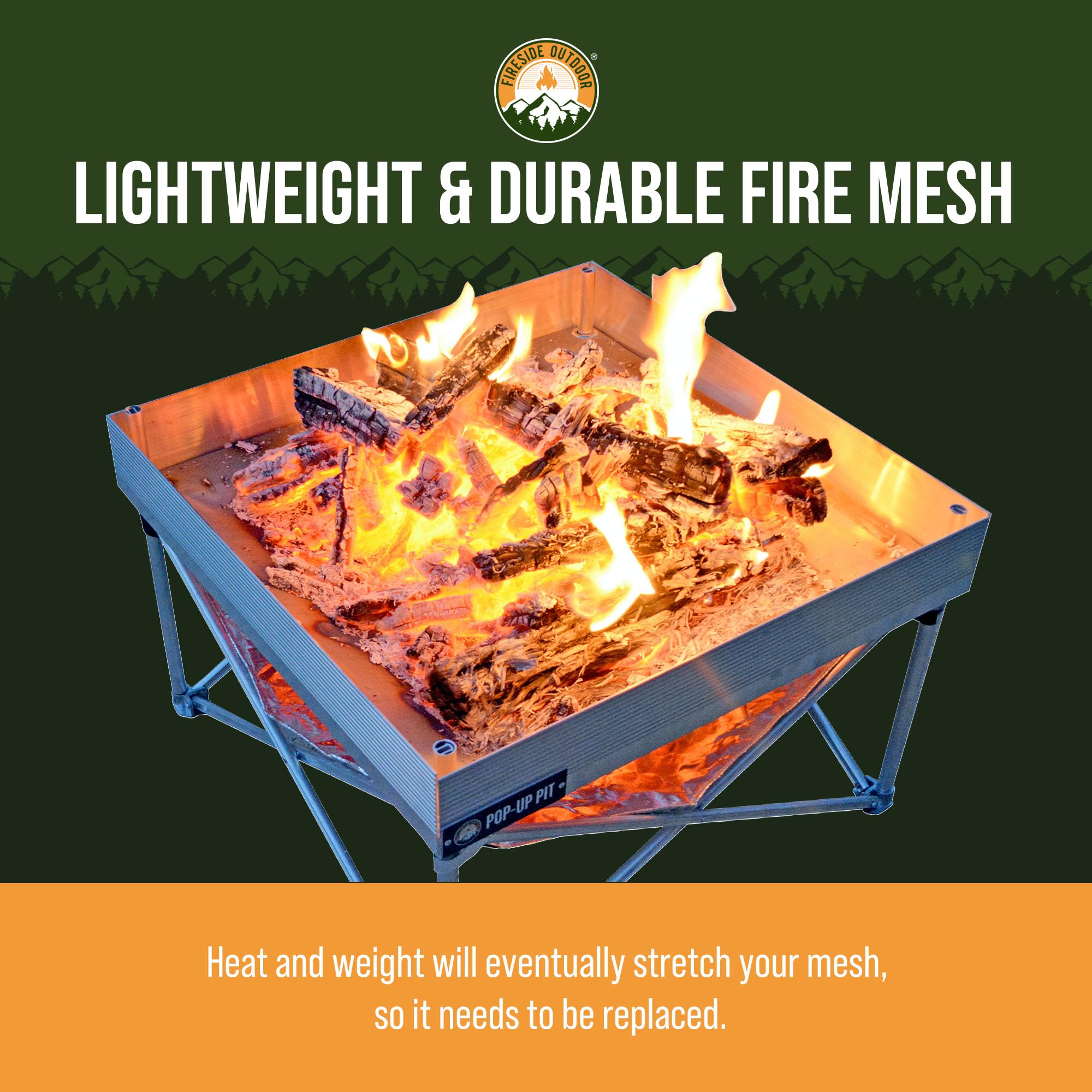 Campfire Defender Fireside Outdoor exact-fit 24-inch pit mesh for reliable campfire setups.