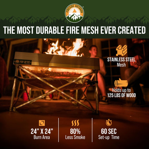 Campfire Defender Fireside Outdoor stainless steel mesh resists heat for durability.