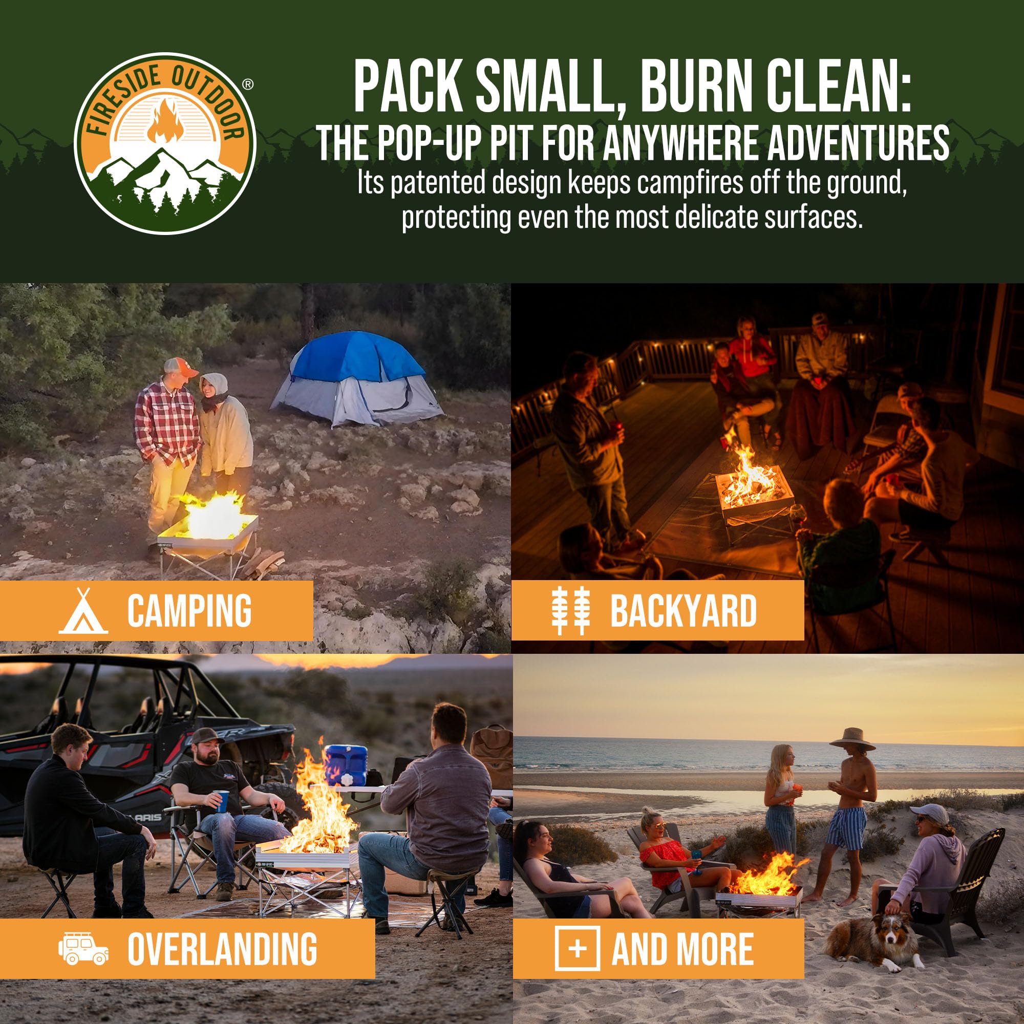 Campfire Defender Fireside 24-Inch stainless-aluminium construction withstands outdoor use.