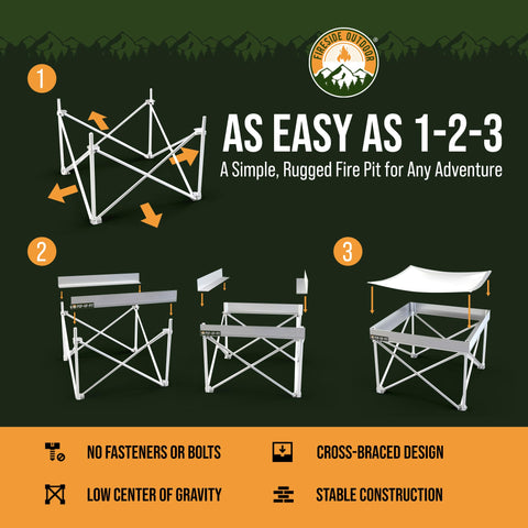 Campfire Defender aluminum and stainless steel construction offers durable outdoor performance.