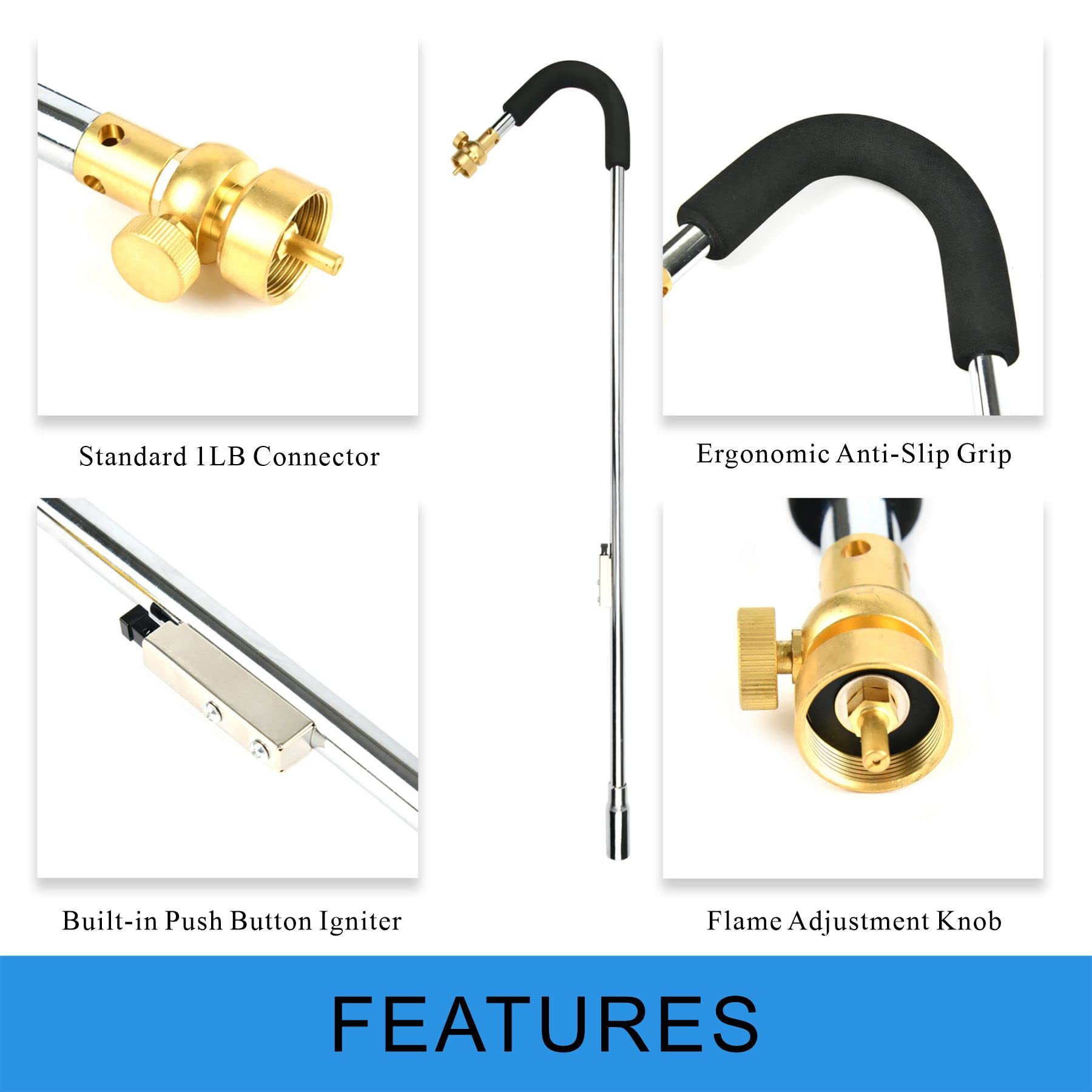 CAMPFIRE propane torch adjustable brass valve for heat control