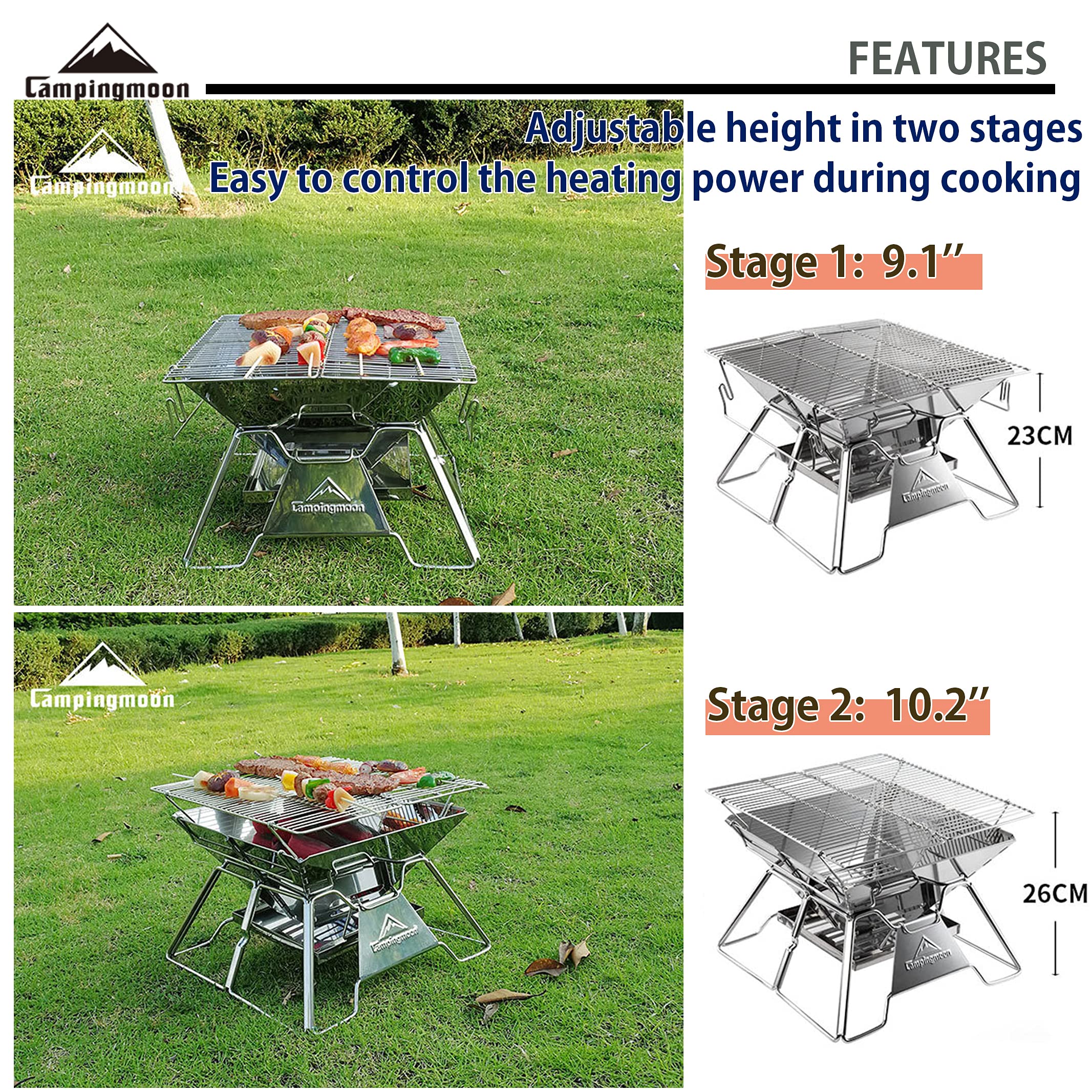 Camping Moon MT-2 folded with carry bag for easy travel.