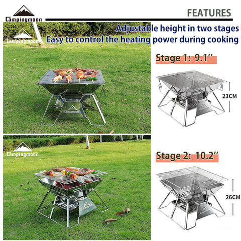 Camping Moon MT-2 folded with carry bag for easy travel.
