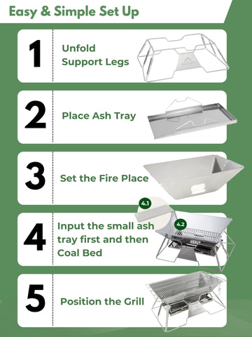 CampingMoon MT-3 safe campfire design protects surfaces