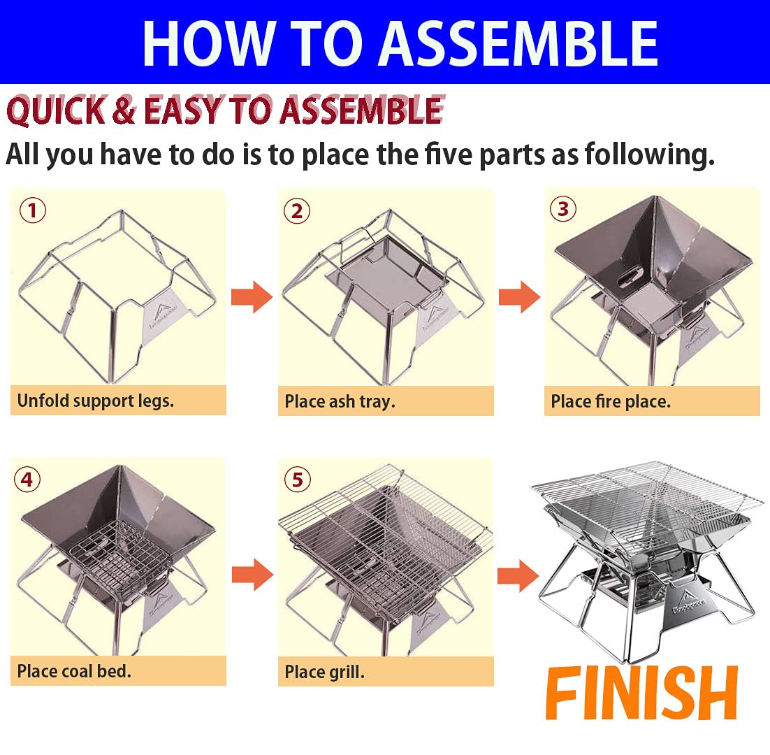 Camping Moon MT-2 durable stainless steel construction withstands outdoor use.