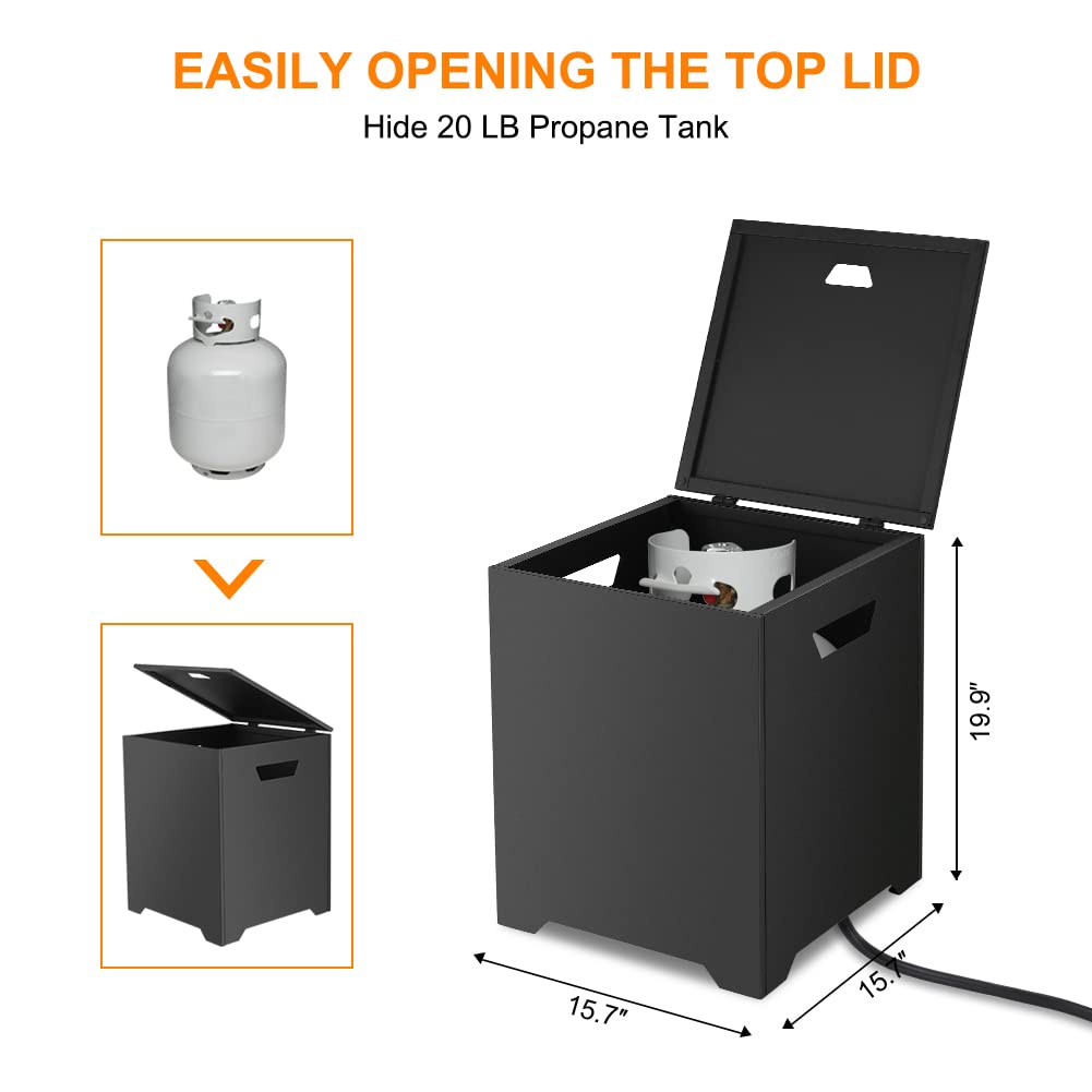 CAMPLUX black stainless steel tank table highlights a durable, weather-ready finish.