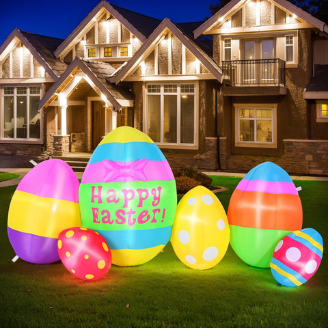Camuland Easter inflatable 5.9ft front view with bright LEDs for yard decor.