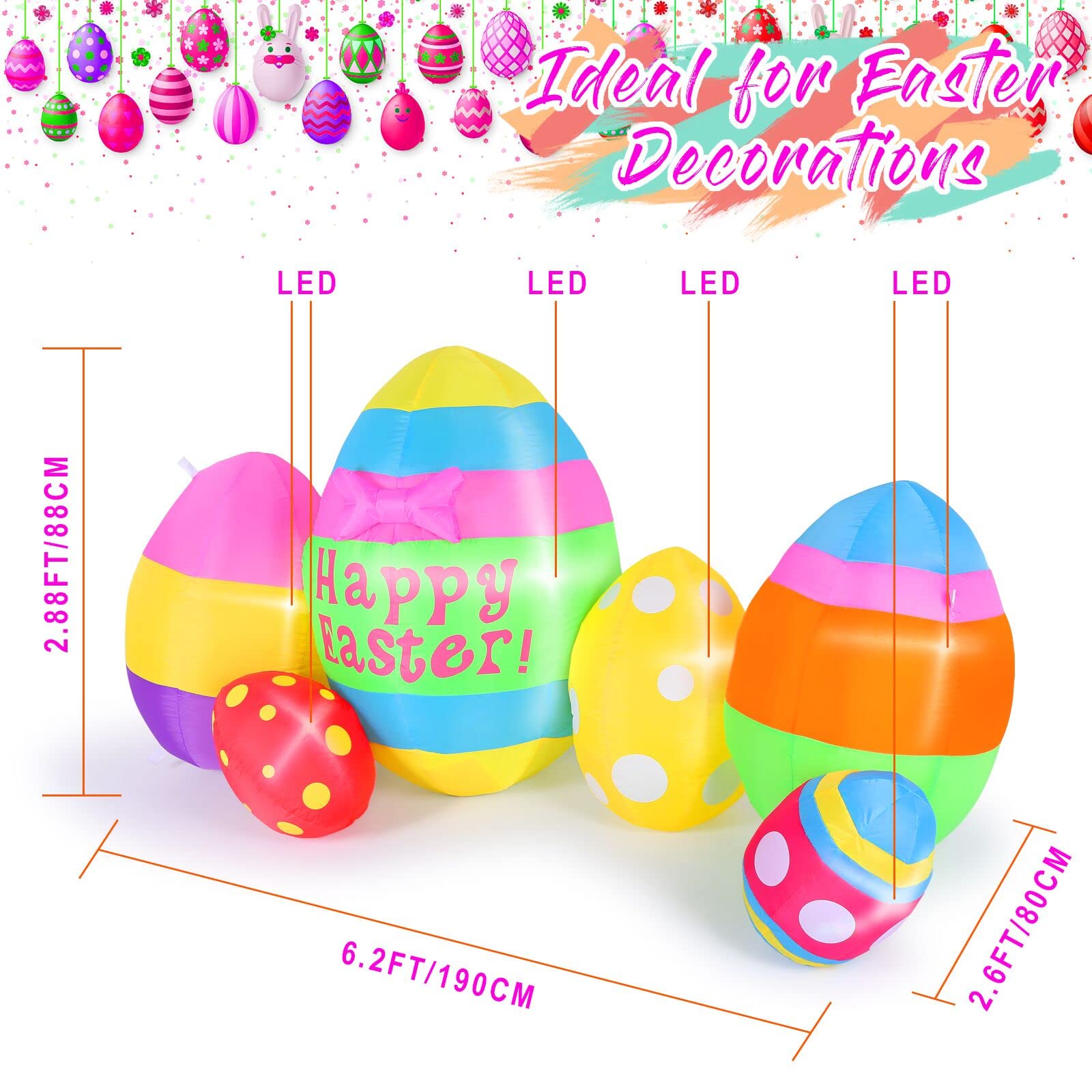Camuland Easter inflatable lit at night enhances curb appeal and festive mood.