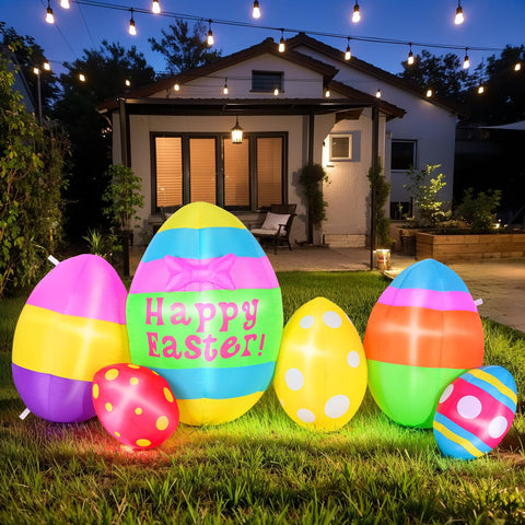 Camuland festive Easter decor brightens porch and yard.