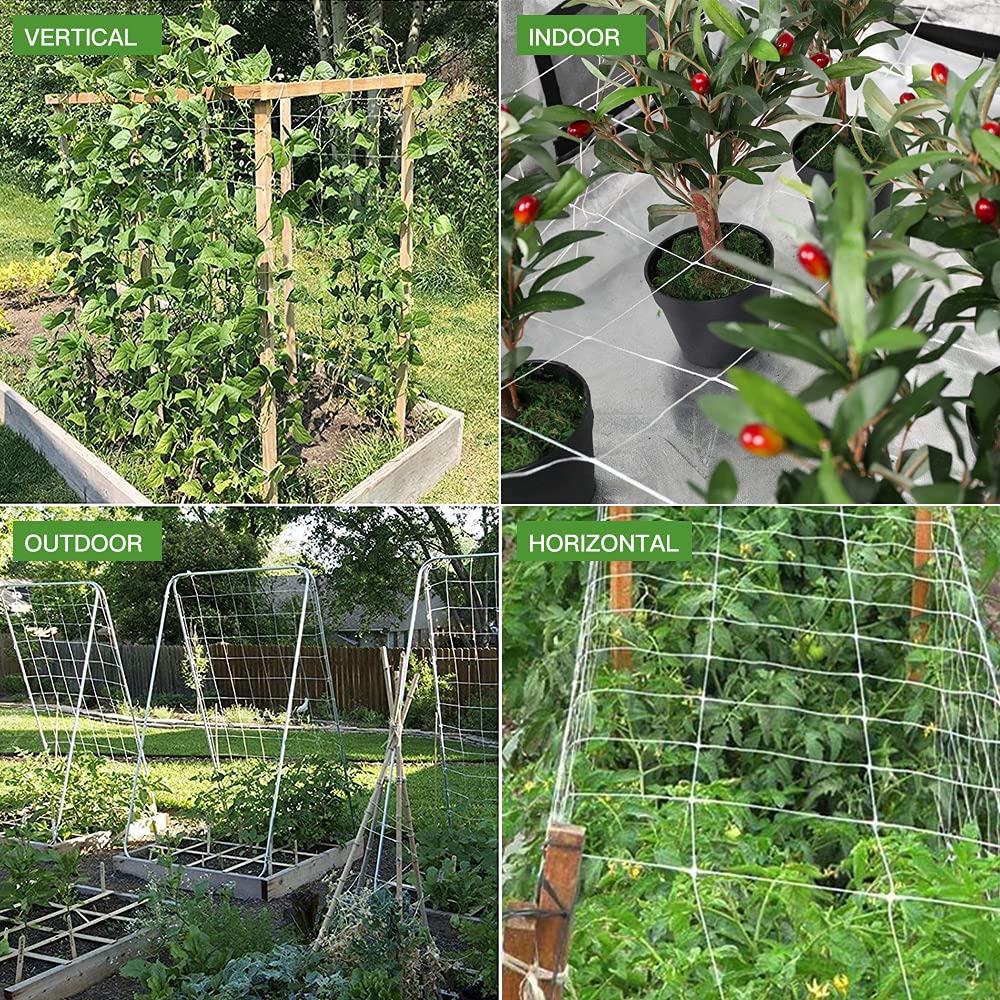 CANAGROW trellis netting demonstrates versatile indoor or outdoor garden use.