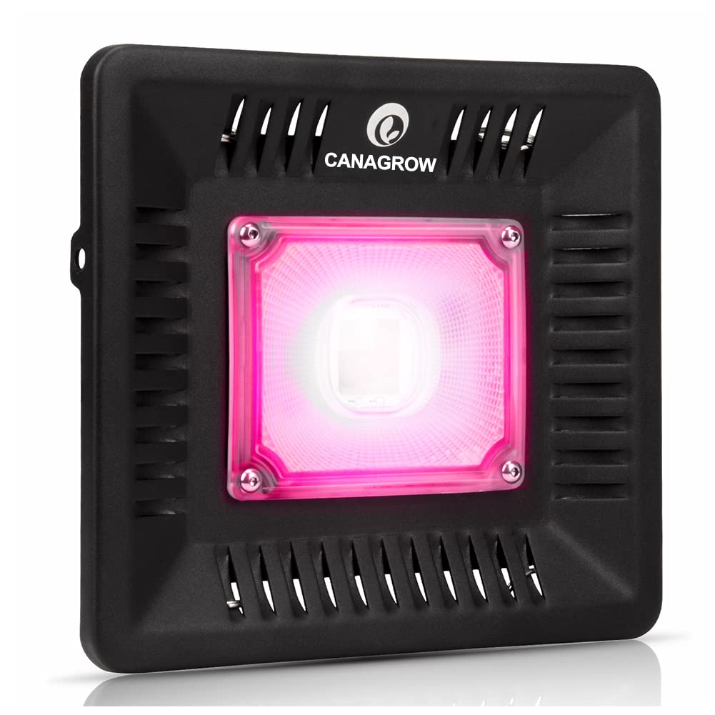 CANAGROW full spectrum LED grow light in outdoor setup for balanced plant growth