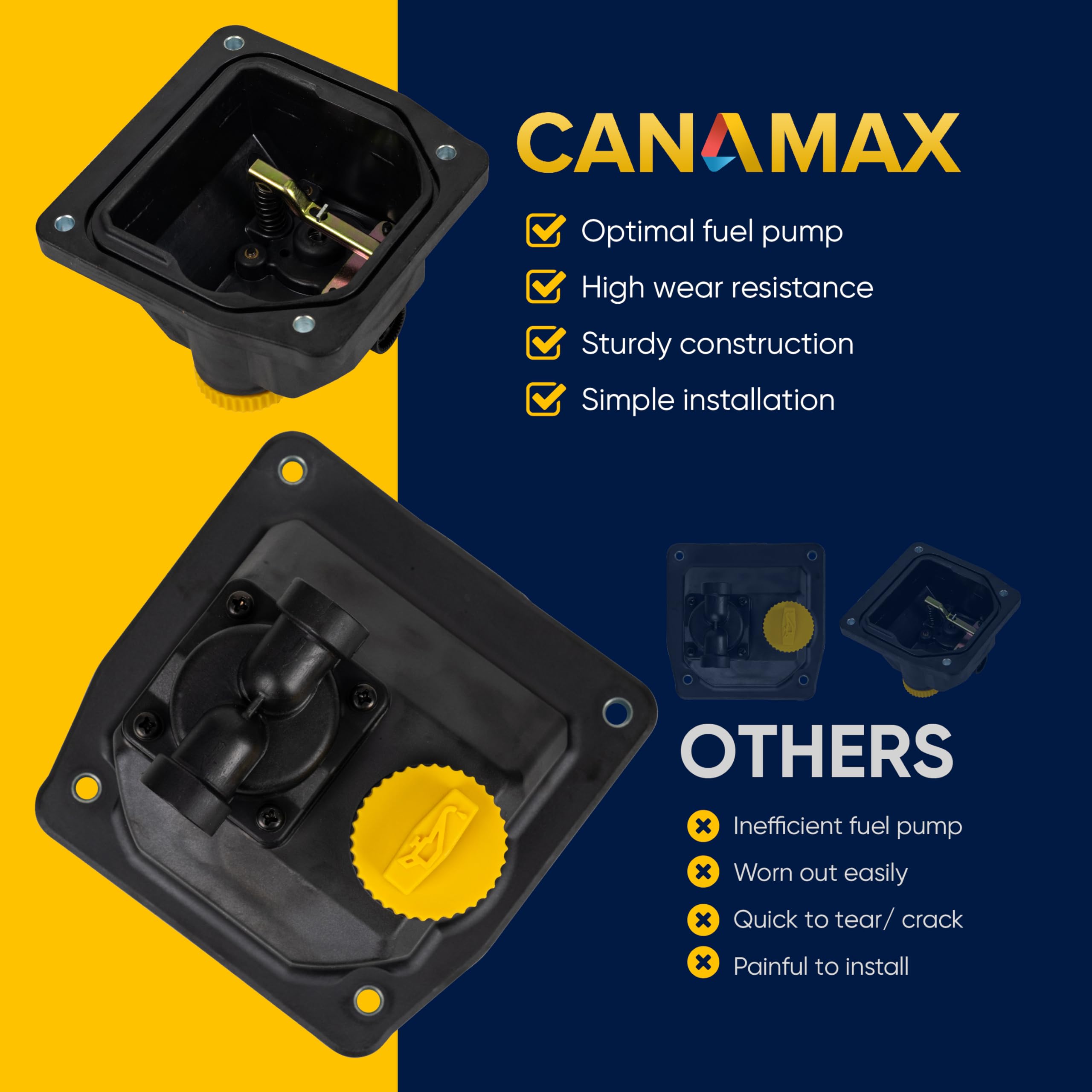 Canamax 45-degree hose connection allows flexible, neat fittings.