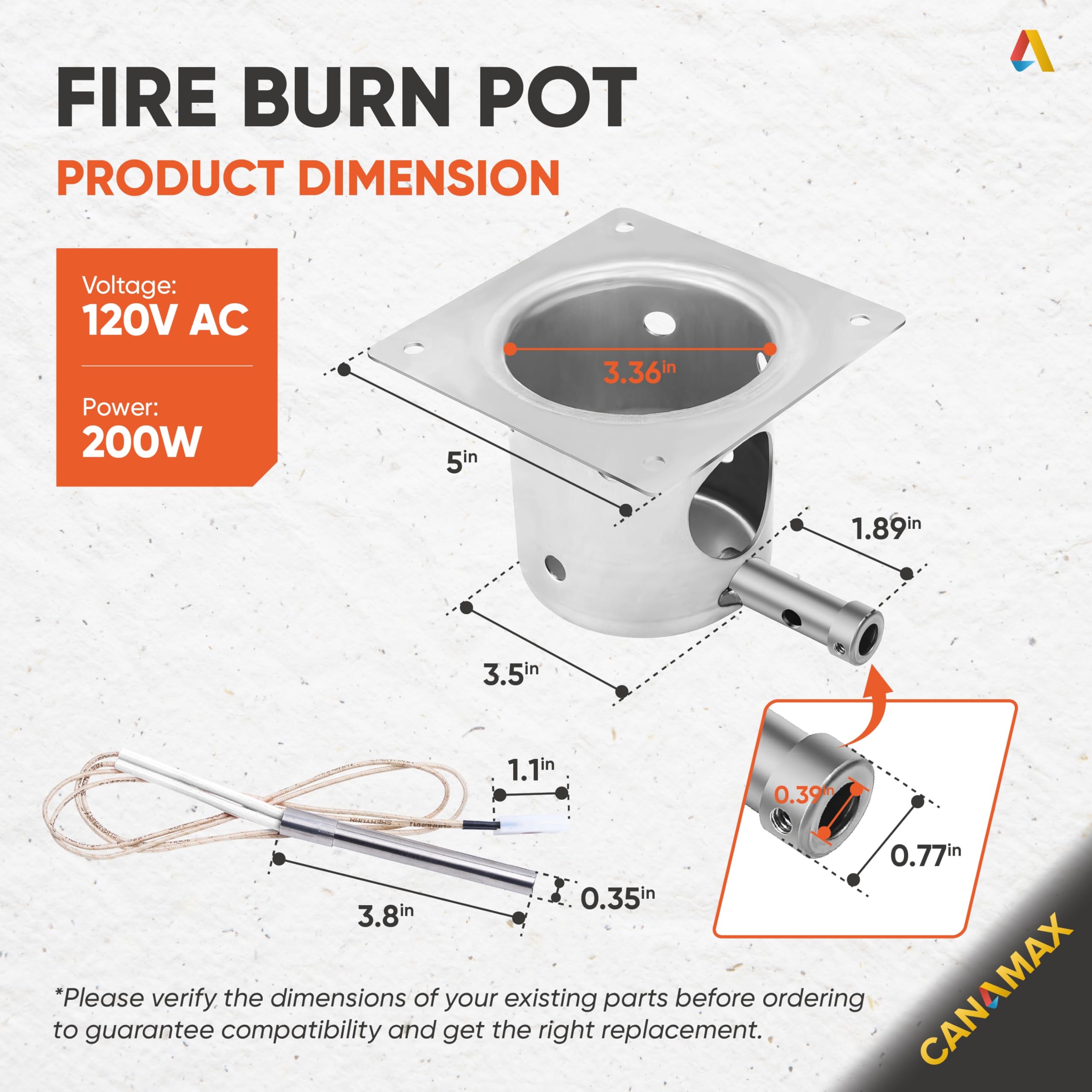 Canamax Traeger hot rod ignitor ready for fast, reliable ignition.