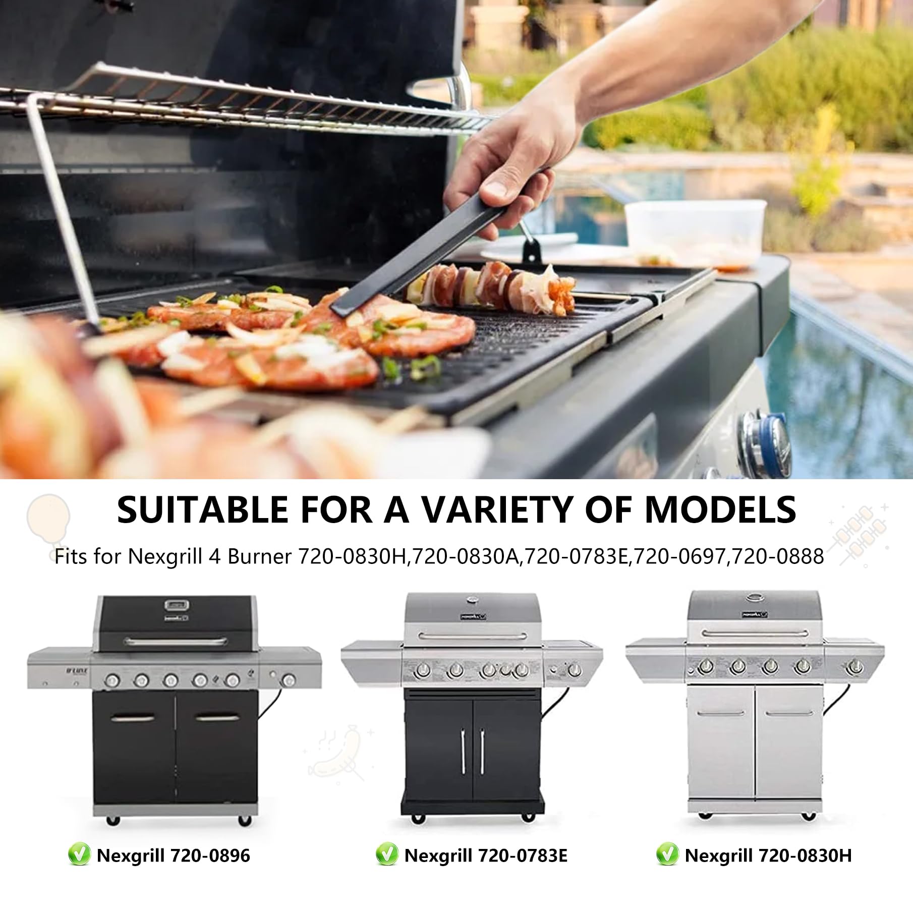 CANDANA Nexgrill stainless steel parts resist corrosion for long-lasting use.